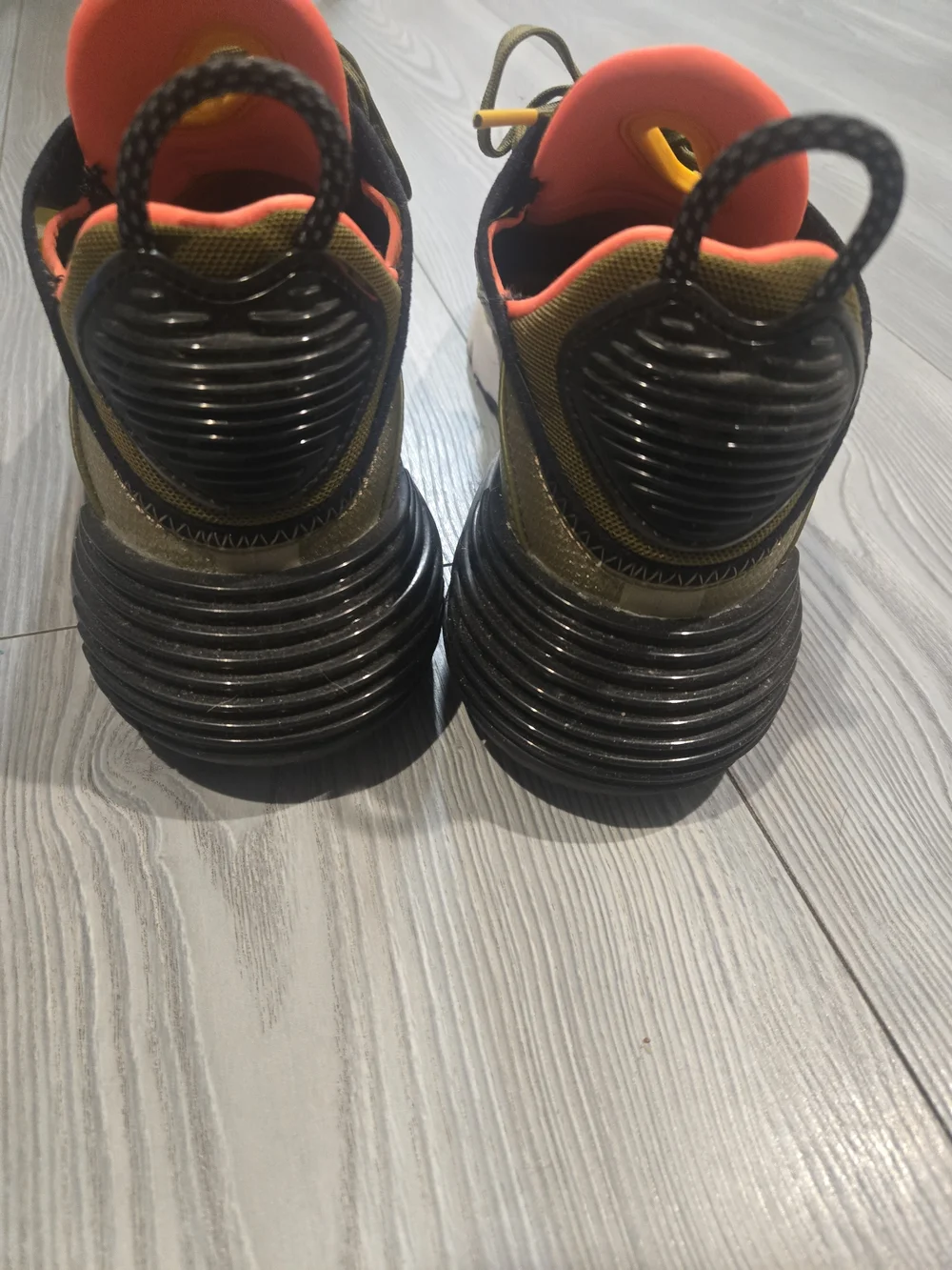 Nike Womens's Olive Green & Neon Orange Air-Style Sneakers - Picture 4 of 5